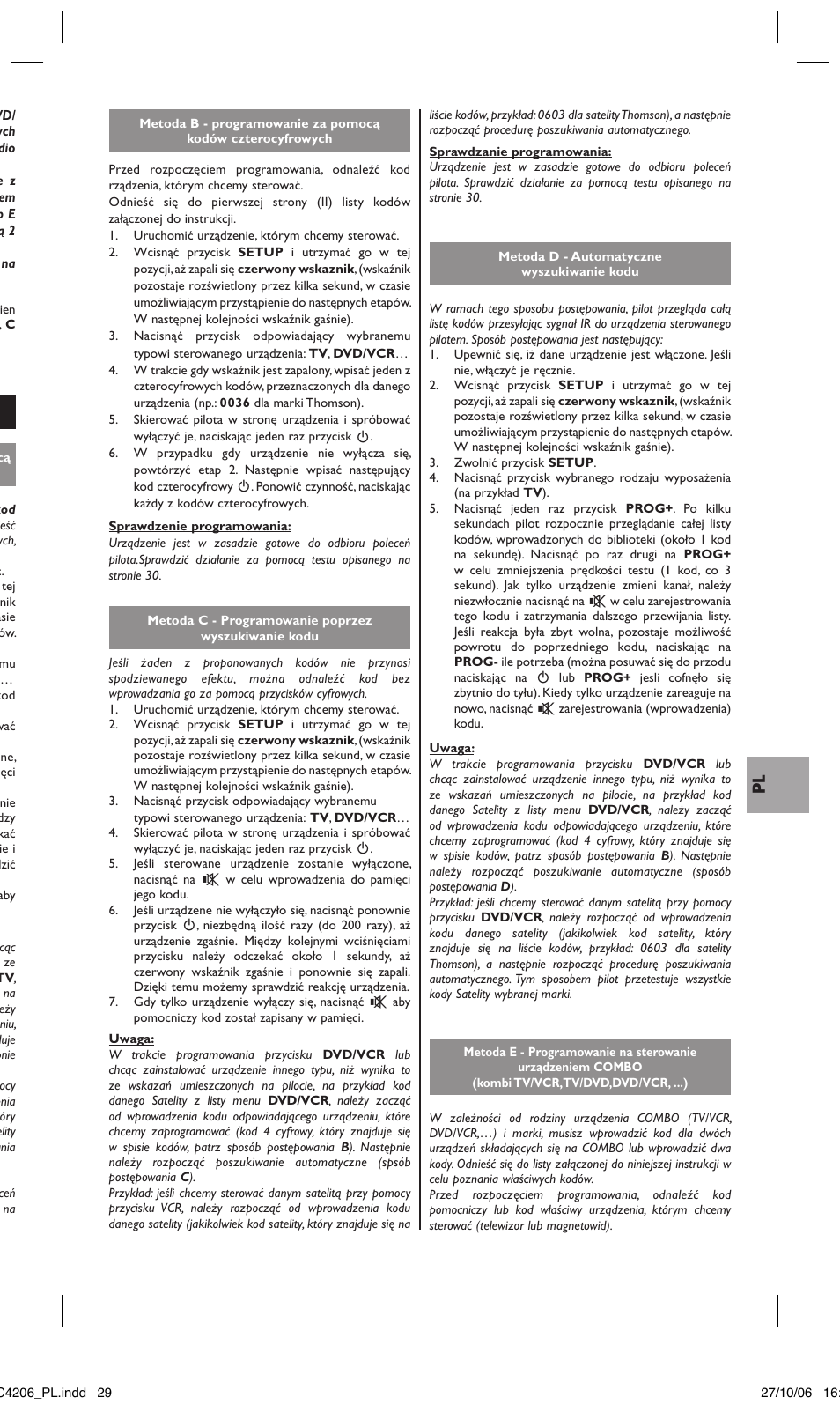 3 - programowanie pilota | Hama ROC4206 User Manual | Page 33 / 54