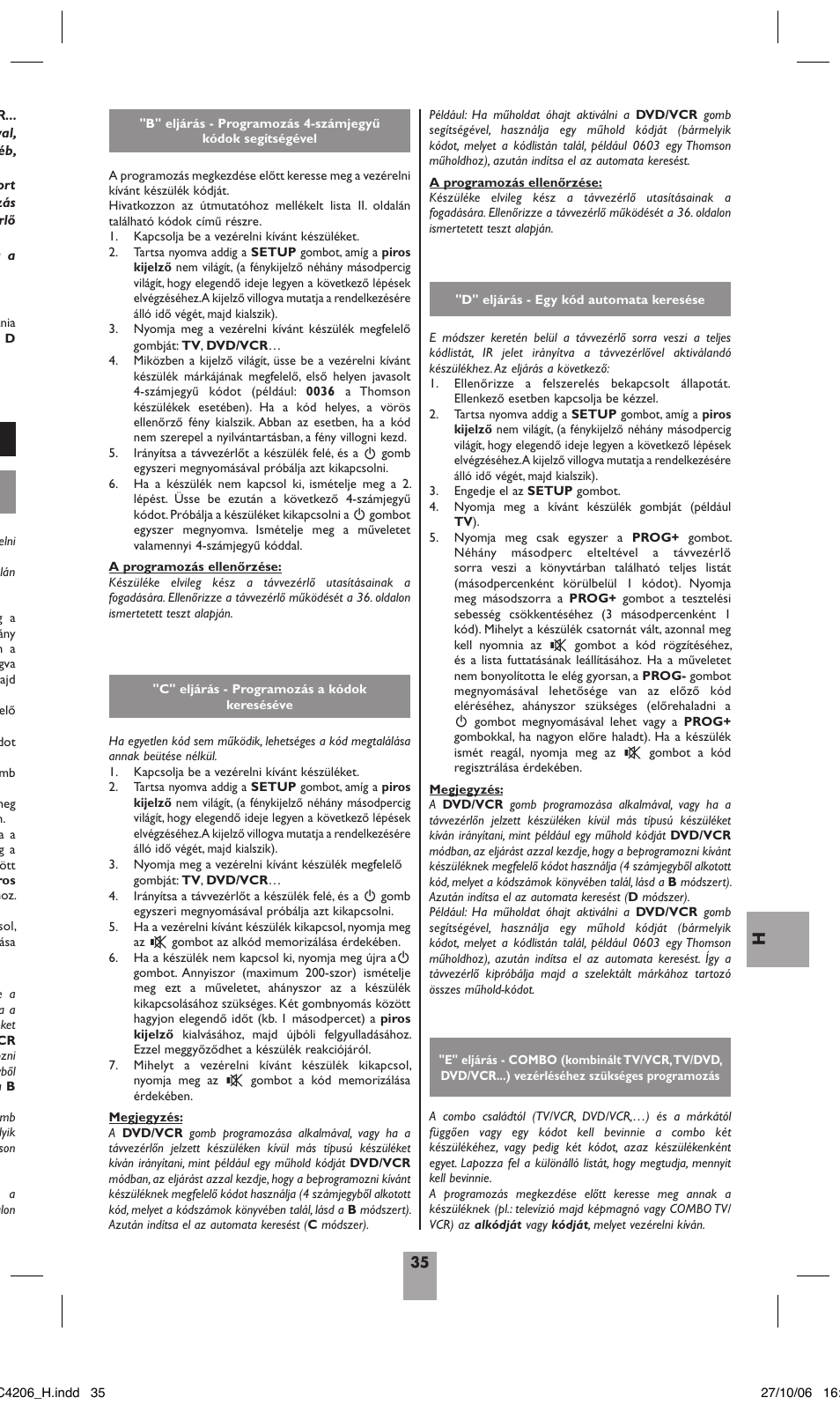 3 - a távvezérlő programozása | Hama ROC4206 User Manual | Page 39 / 54