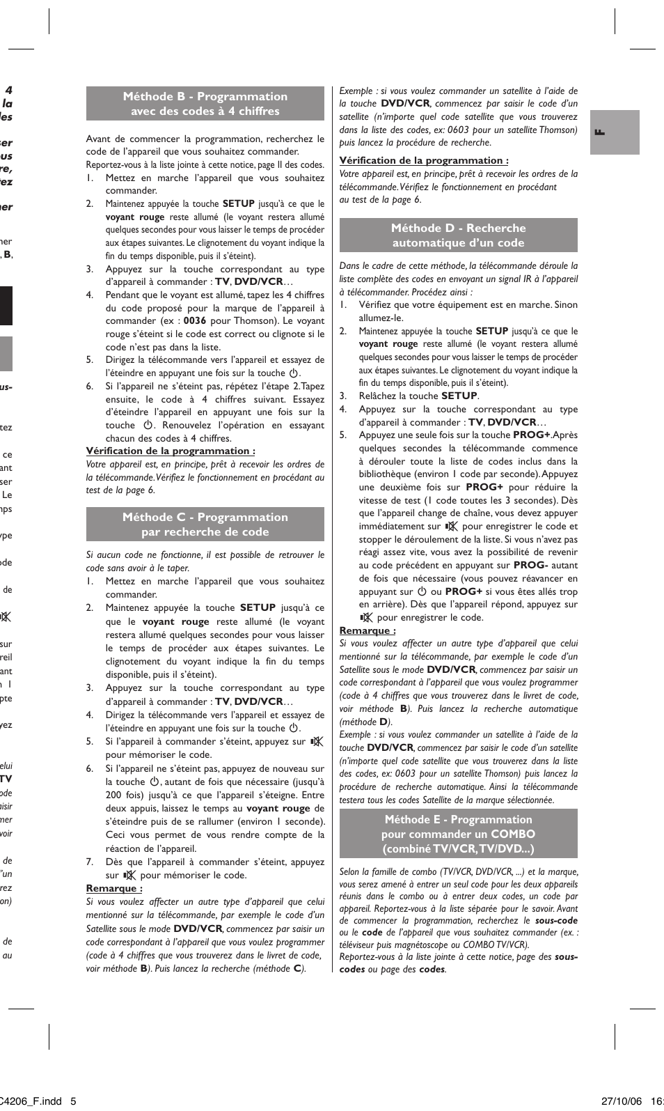 3 - programmation de la télécommande | Hama ROC4206 User Manual | Page 9 / 54
