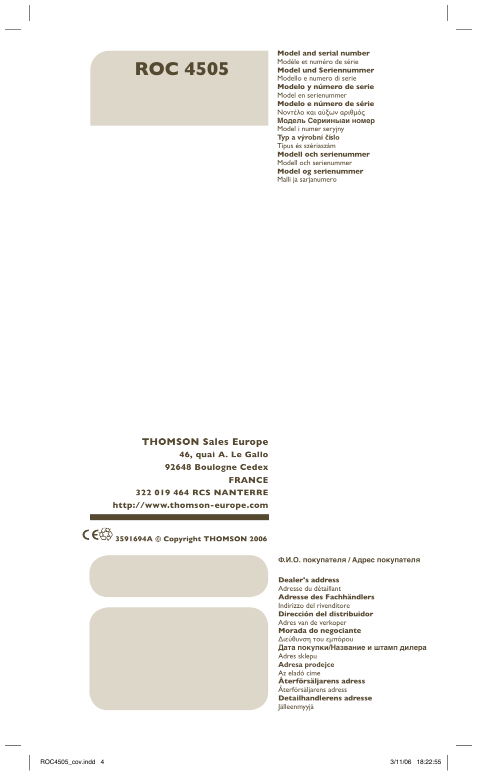 Roc 4505 | Hama ROC4505 User Manual | Page 102 / 102