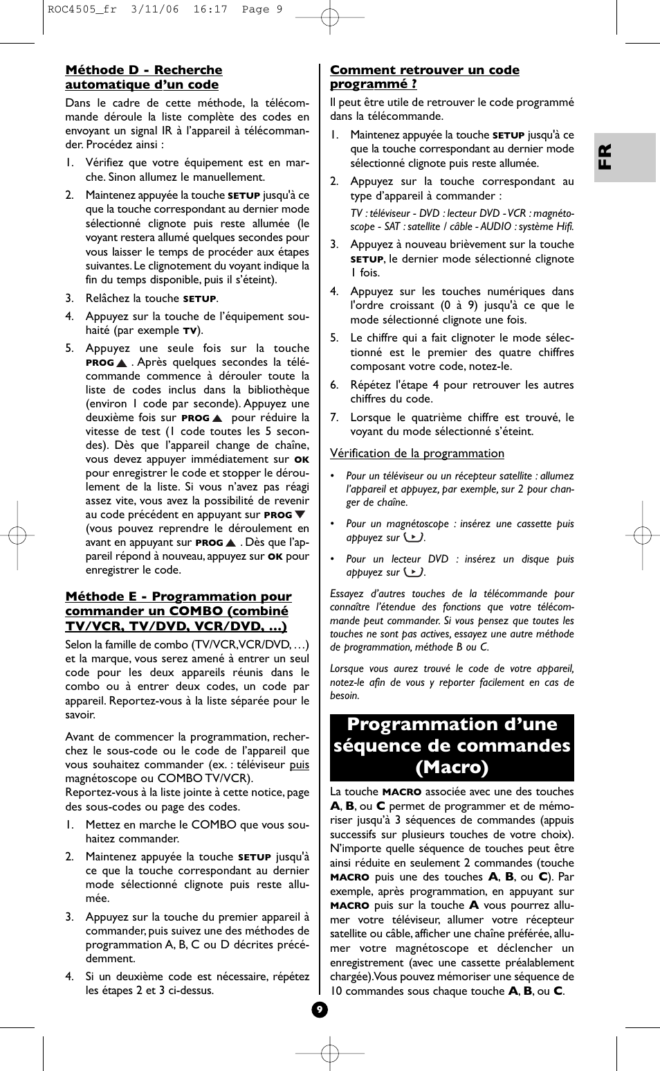 Programmation d’une séquence de commandes (macro) | Hama ROC4505 User Manual | Page 13 / 102