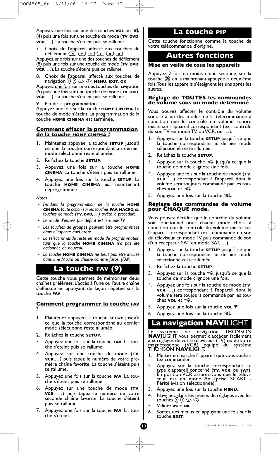 La touche, Autres fonctions, La navigation navi light | Hama ROC4505 User Manual | Page 16 / 102
