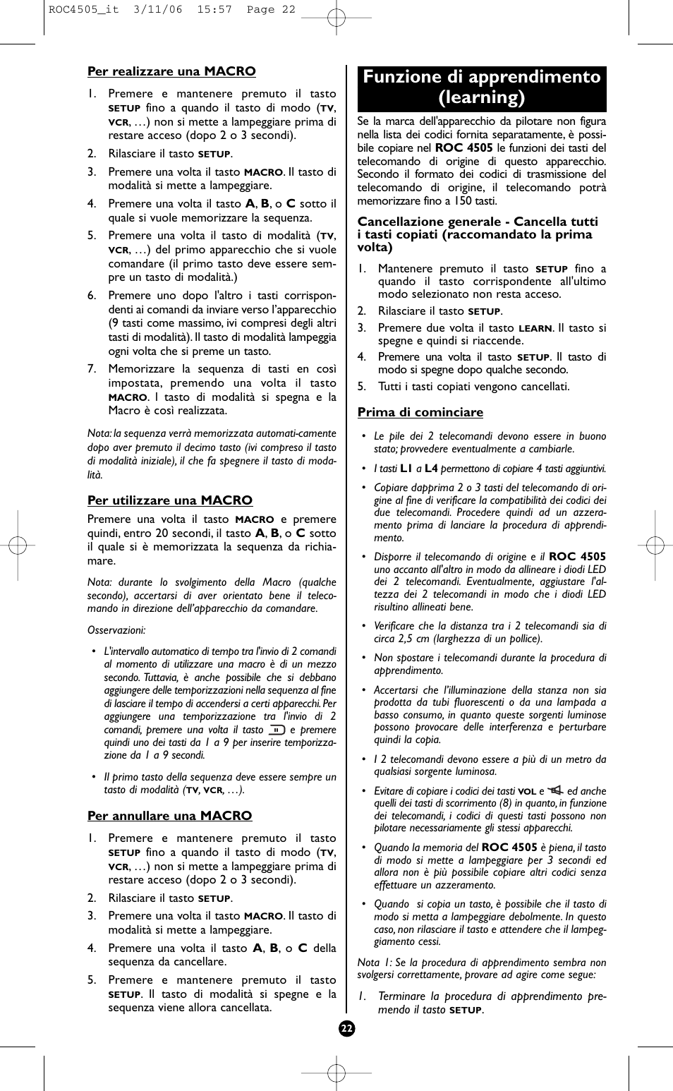 Funzione di apprendimento (learning) | Hama ROC4505 User Manual | Page 26 / 102