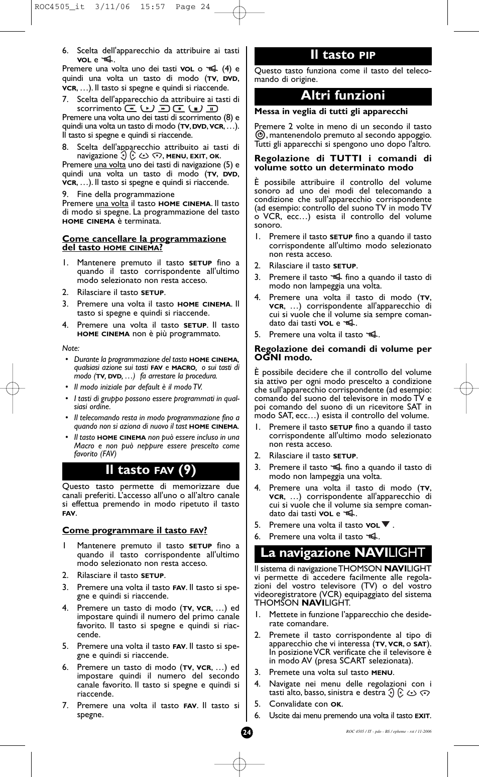 Il tasto, Altri funzioni, La navigazione navi light | Hama ROC4505 User Manual | Page 28 / 102
