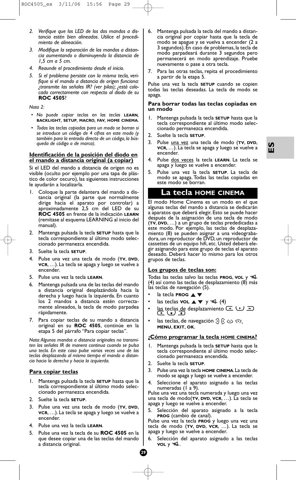 La tecla, Home cinema | Hama ROC4505 User Manual | Page 33 / 102