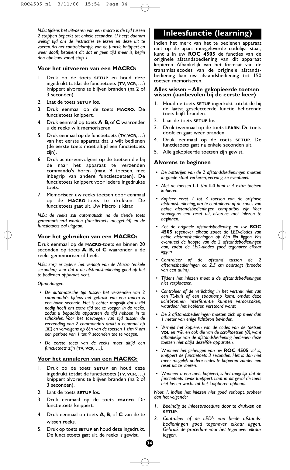 Inleesfunctie (learning) | Hama ROC4505 User Manual | Page 38 / 102