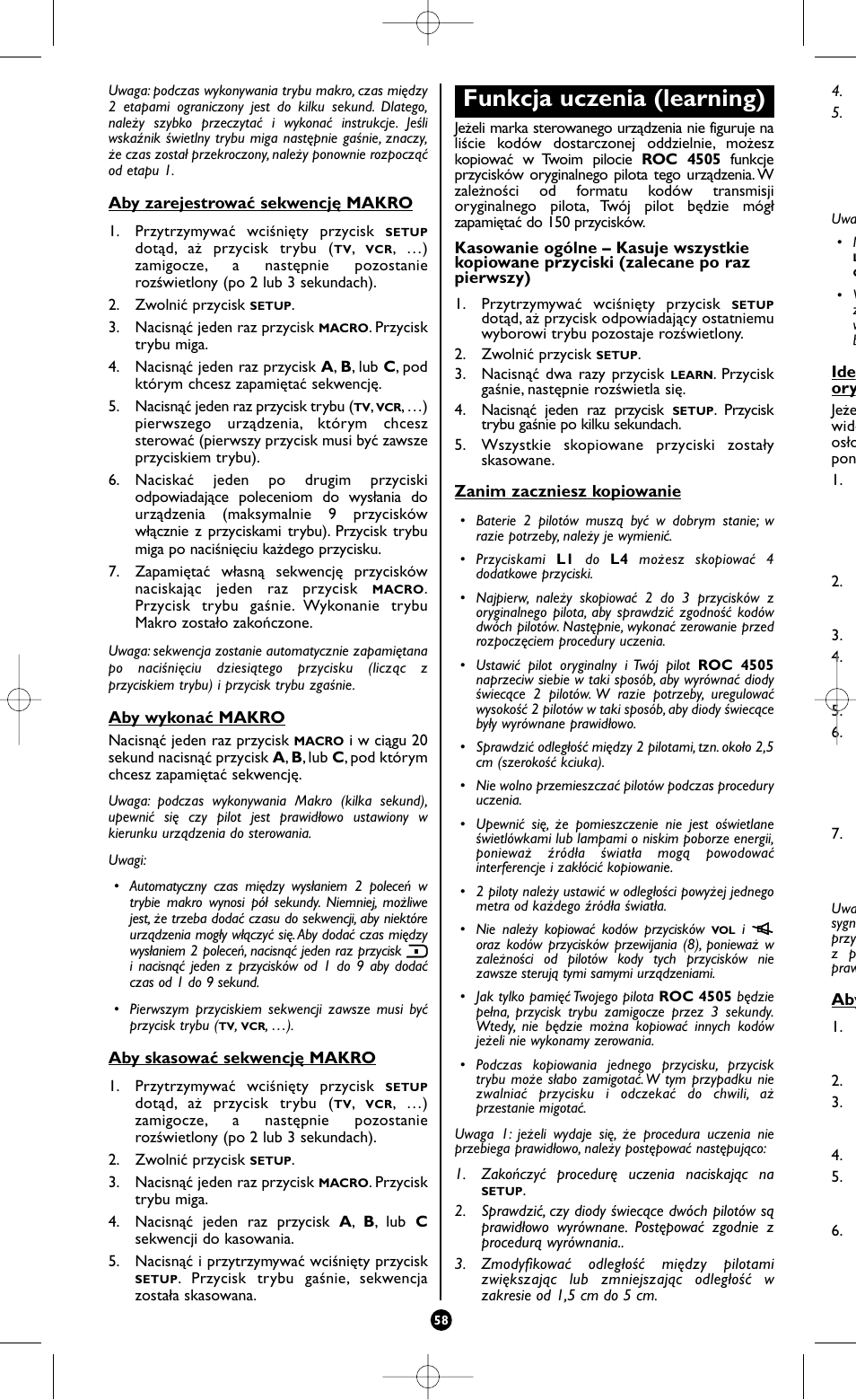 Funkcja uczenia (learning) | Hama ROC4505 User Manual | Page 62 / 102