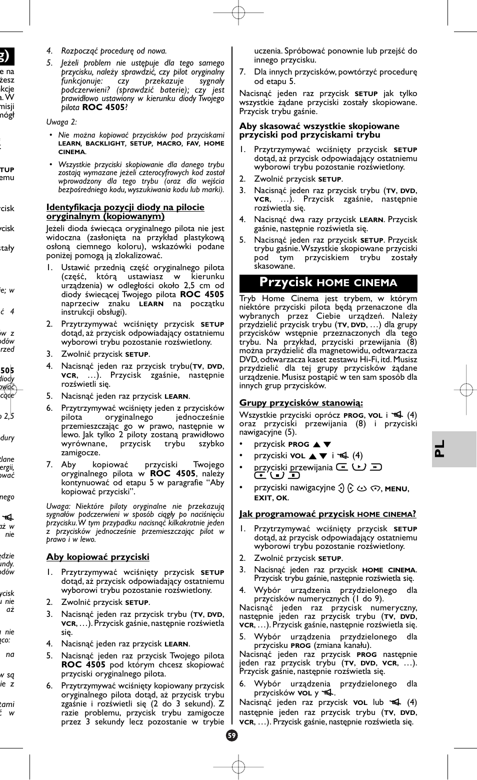 Przycisk, Home cinema | Hama ROC4505 User Manual | Page 63 / 102