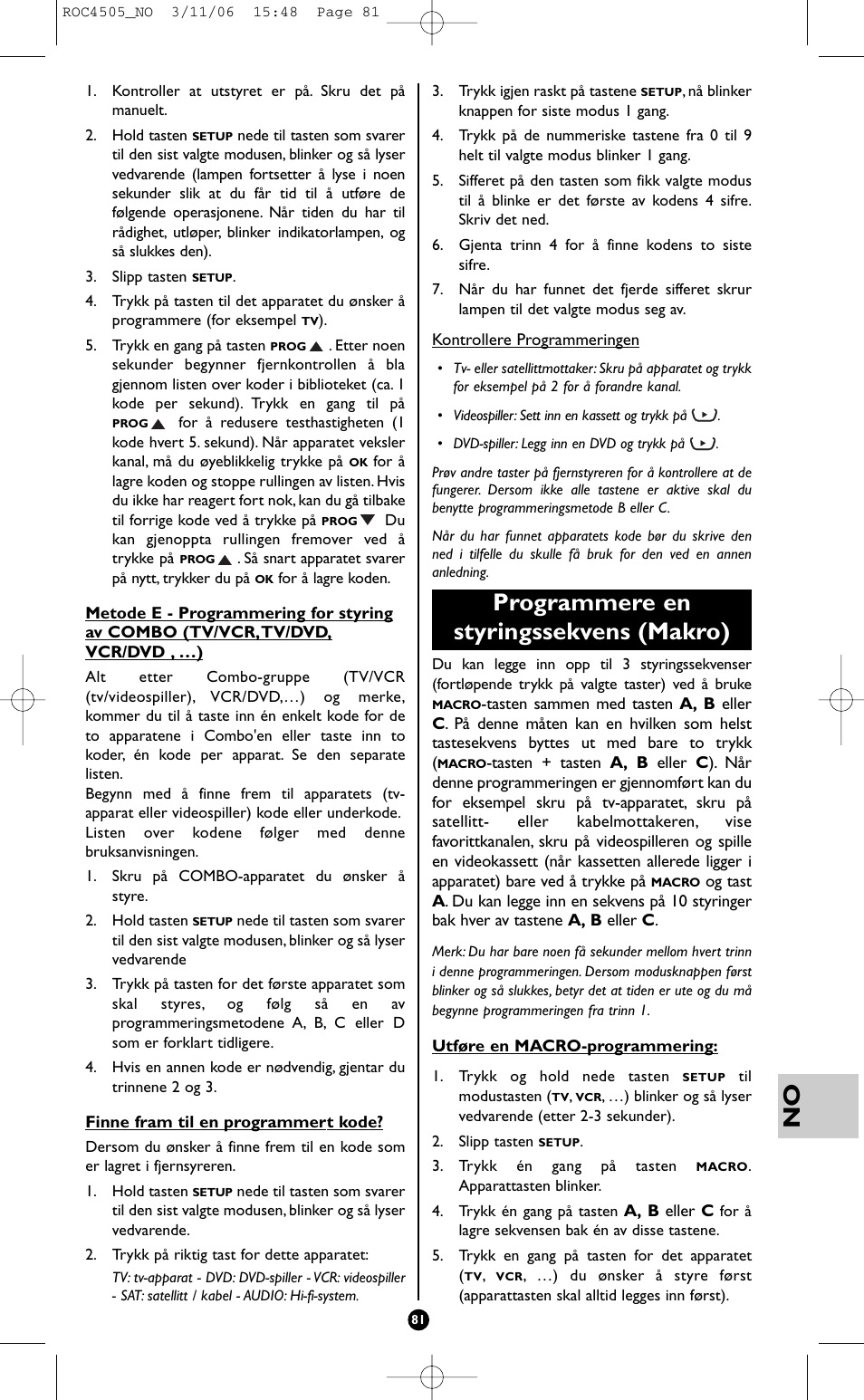 Programmere en styringssekvens (makro) | Hama ROC4505 User Manual | Page 85 / 102