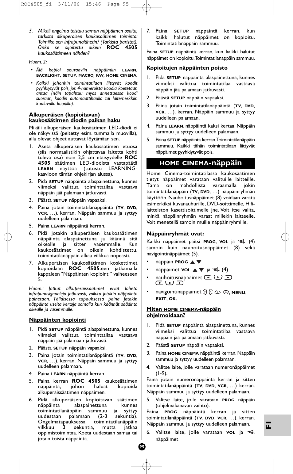 Näppäin, Home cinema | Hama ROC4505 User Manual | Page 99 / 102