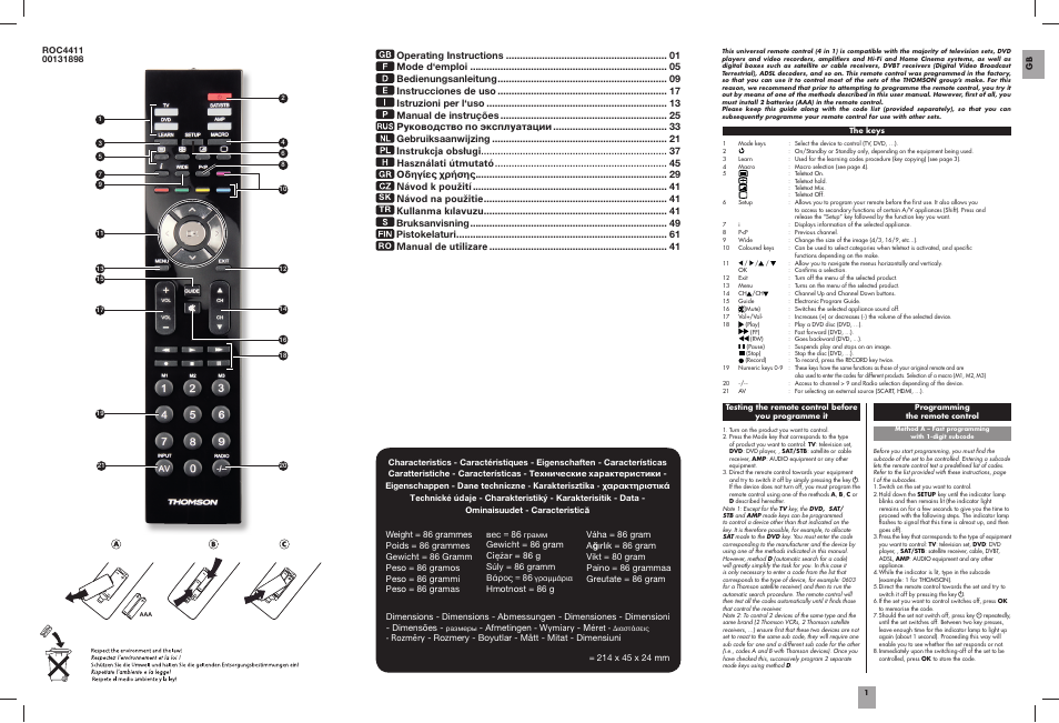 Návod na použitie, Kullanma kılavuzu bruksanvisning pistokelaturi, Manual de utilizare | Hama ROC4411 User Manual | Page 2 / 36