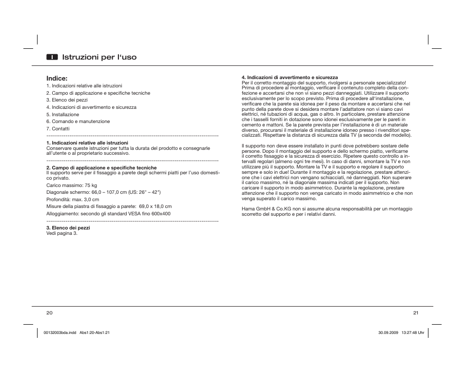 Istruzioni per l‘uso | Hama WAB042 User Manual | Page 11 / 30