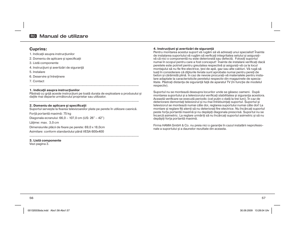 Manual de utilizare | Hama WAB042 User Manual | Page 29 / 30