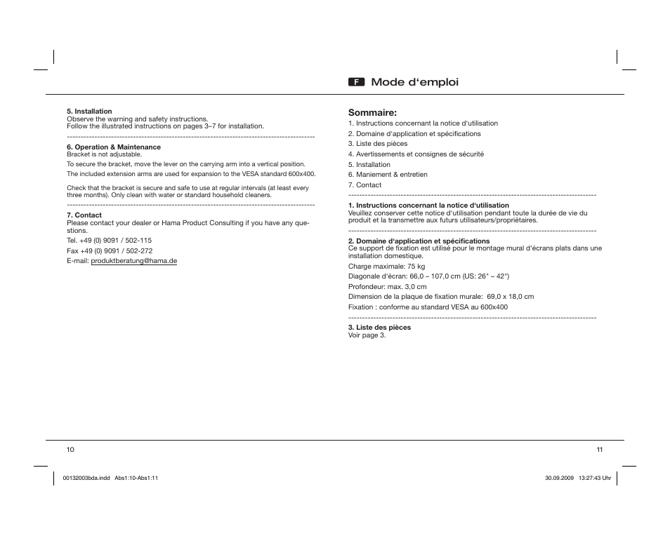 Mode d‘emploi | Hama WAB042 User Manual | Page 6 / 30
