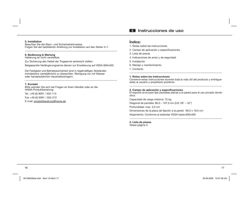 Instrucciones de uso | Hama WAB042 User Manual | Page 9 / 30