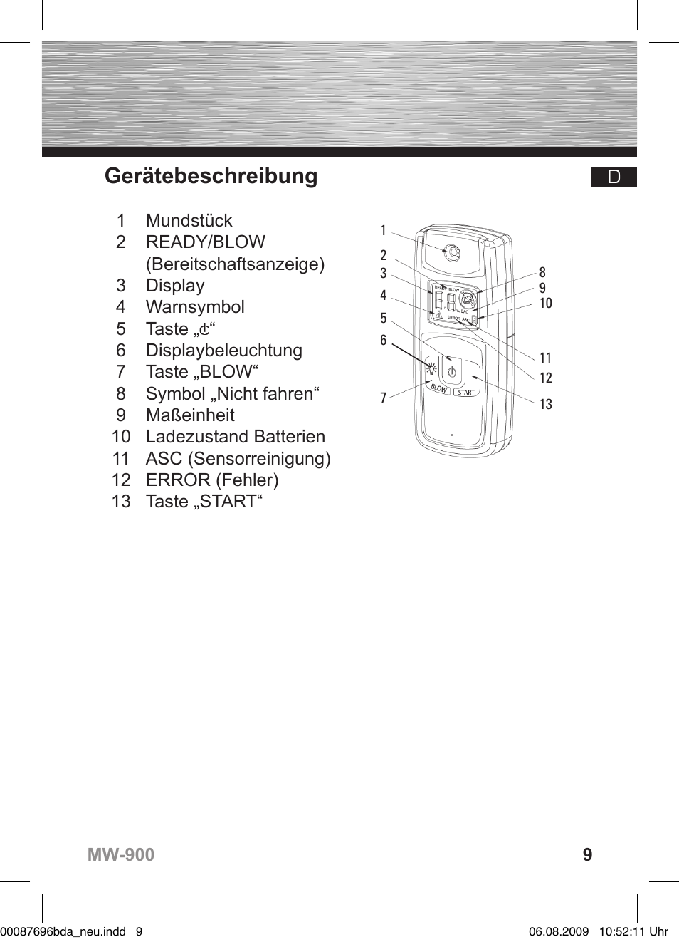Gerätebeschreibung | Hama MW900 User Manual | Page 10 / 140