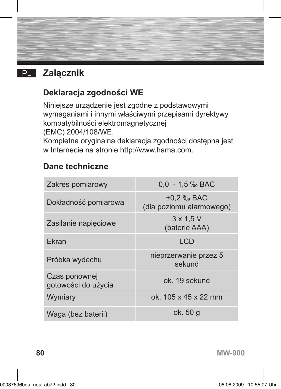 D bedienungsanleitung, Załącznik | Hama MW900 User Manual | Page 79 / 140