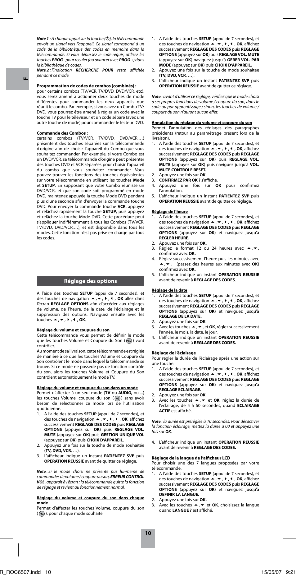 10 réglage des options | Hama ROC6507 User Manual | Page 13 / 48