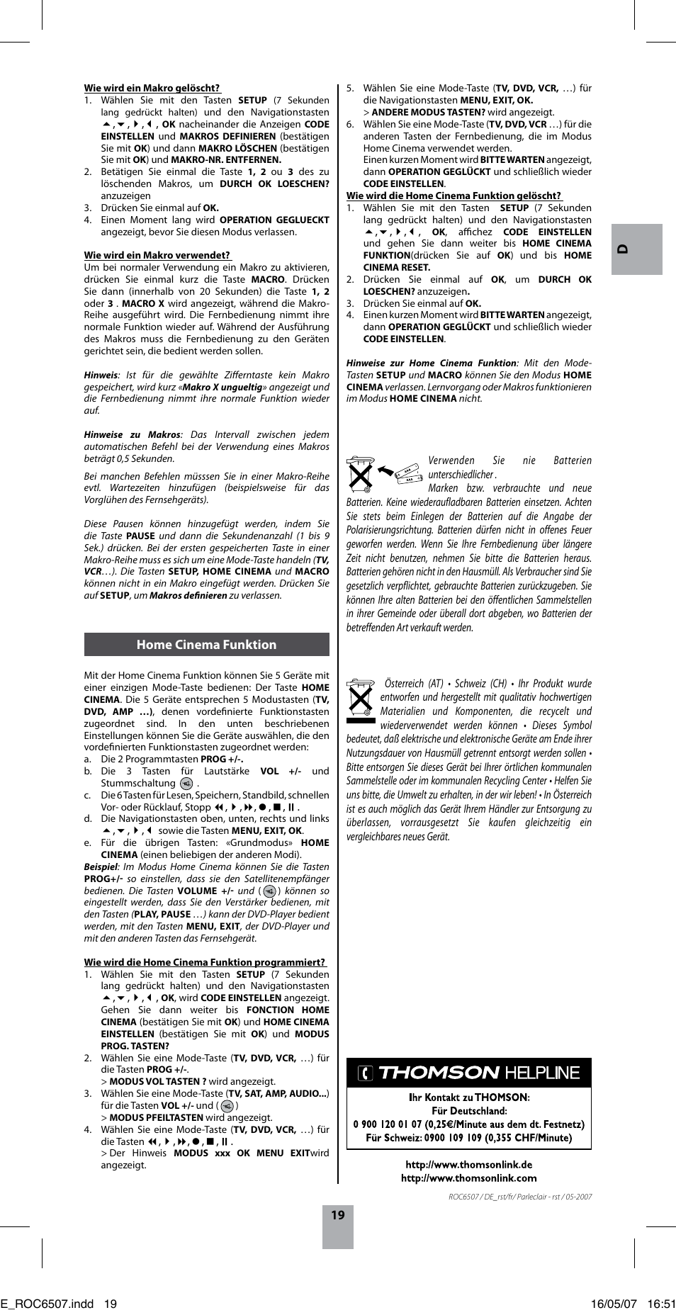 Home cinema funktion | Hama ROC6507 User Manual | Page 22 / 48