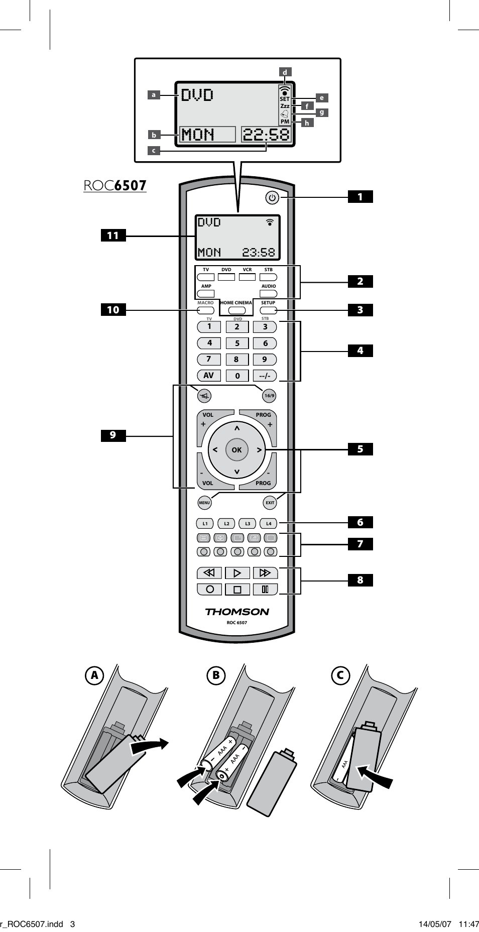 Dvd mon 22:58, Roc 6507, Dvd mon 23:58 | Ab c | Hama ROC6507 User Manual | Page 3 / 48