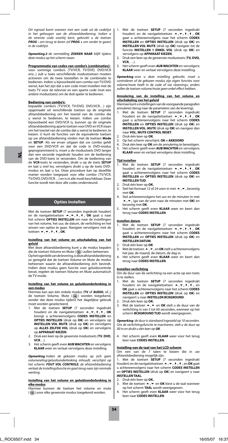 34 opties instellen | Hama ROC6507 User Manual | Page 37 / 48