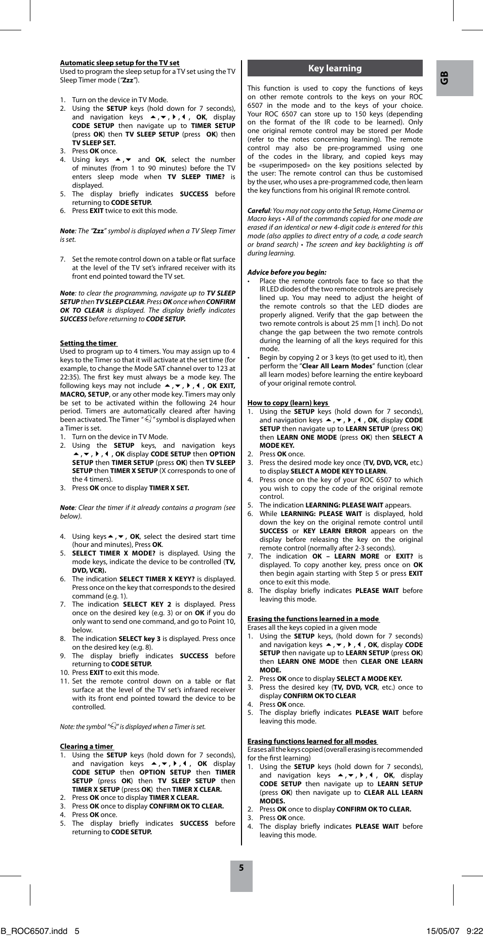 Key learning | Hama ROC6507 User Manual | Page 8 / 48