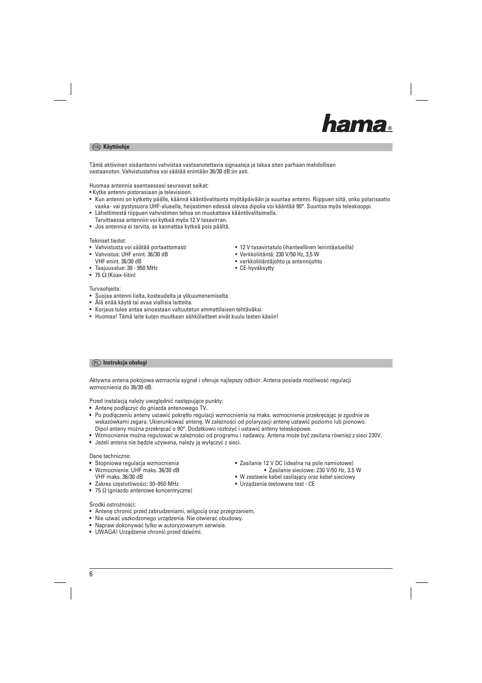 Hama DVB-T_TV_FM Antenna User Manual | Page 7 / 12