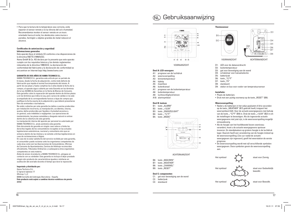 Ogebruiksaanwijzing | Hama EWS-500 User Manual | Page 9 / 19