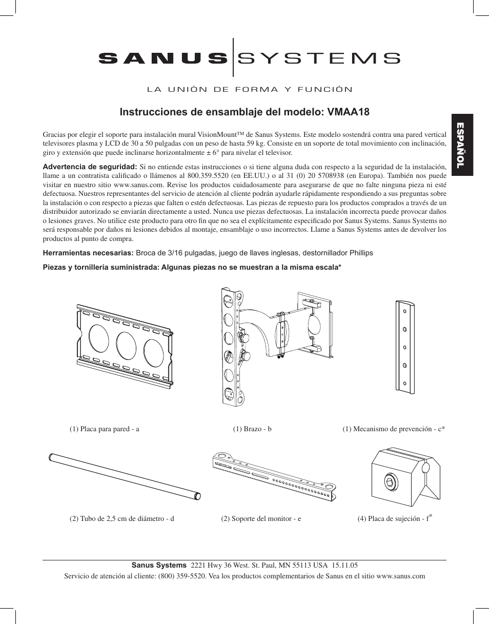 Instrucciones de ensamblaje del modelo: vmaa18 | Hama VMAA18 User Manual | Page 11 / 66