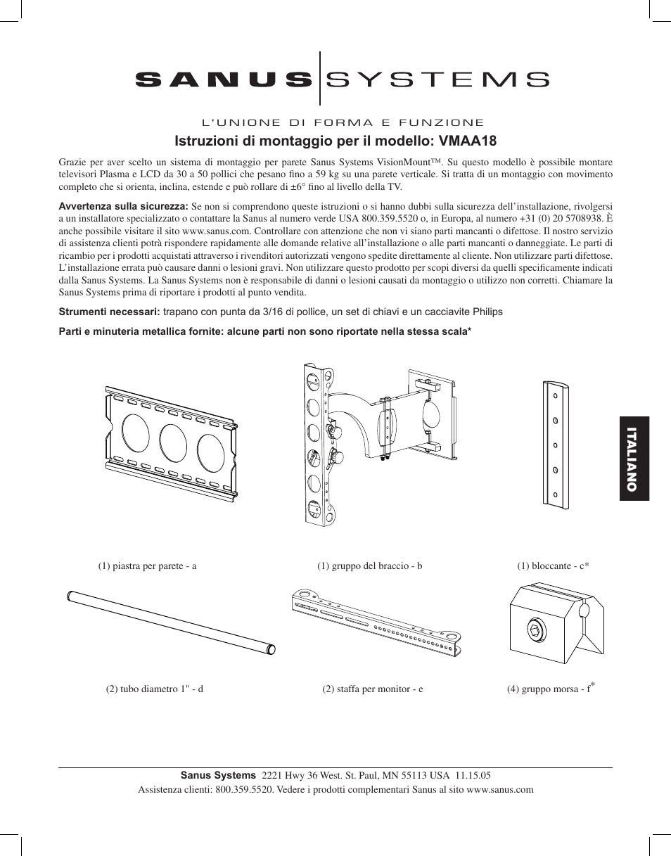 Istruzioni di montaggio per il modello: vmaa18 | Hama VMAA18 User Manual | Page 35 / 66