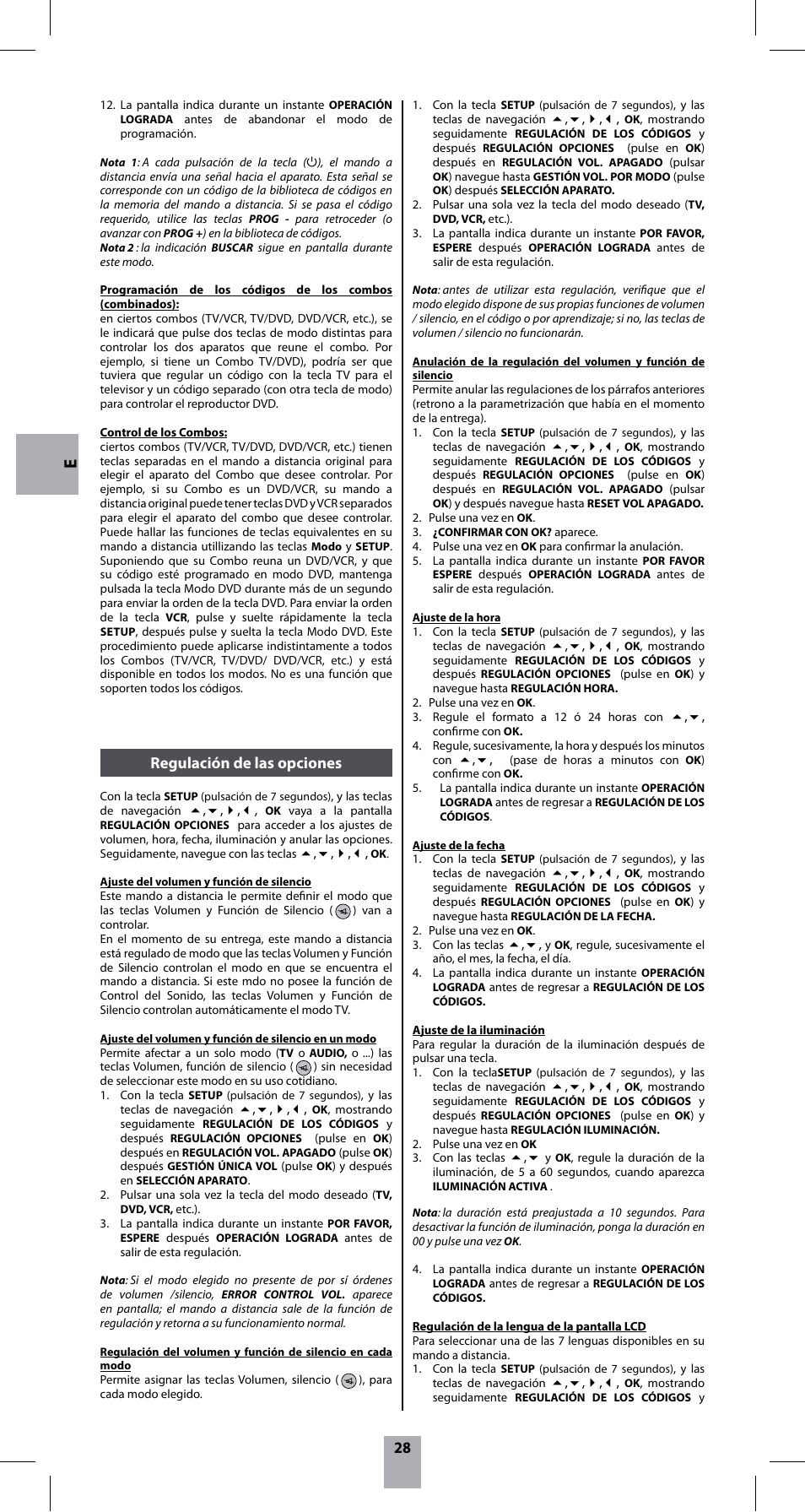 28 regulación de las opciones | Hama ROC8507 User Manual | Page 31 / 48