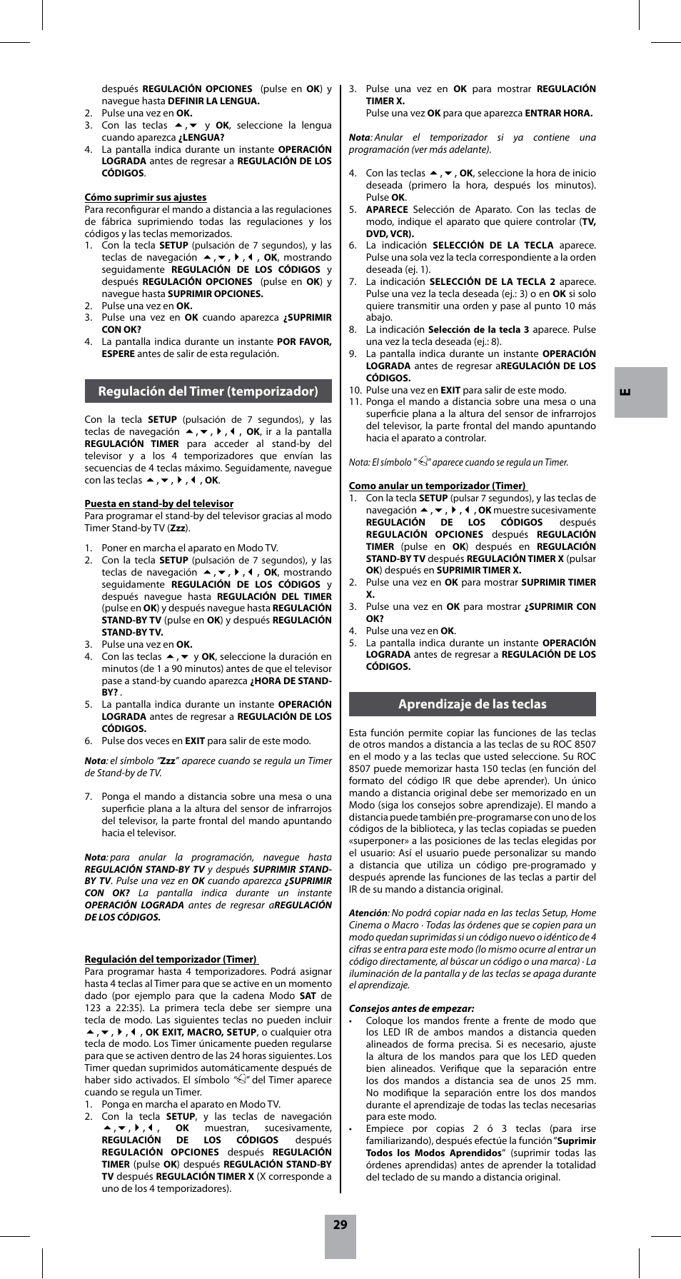 Aprendizaje de las teclas, Regulación del timer (temporizador) | Hama ROC8507 User Manual | Page 32 / 48