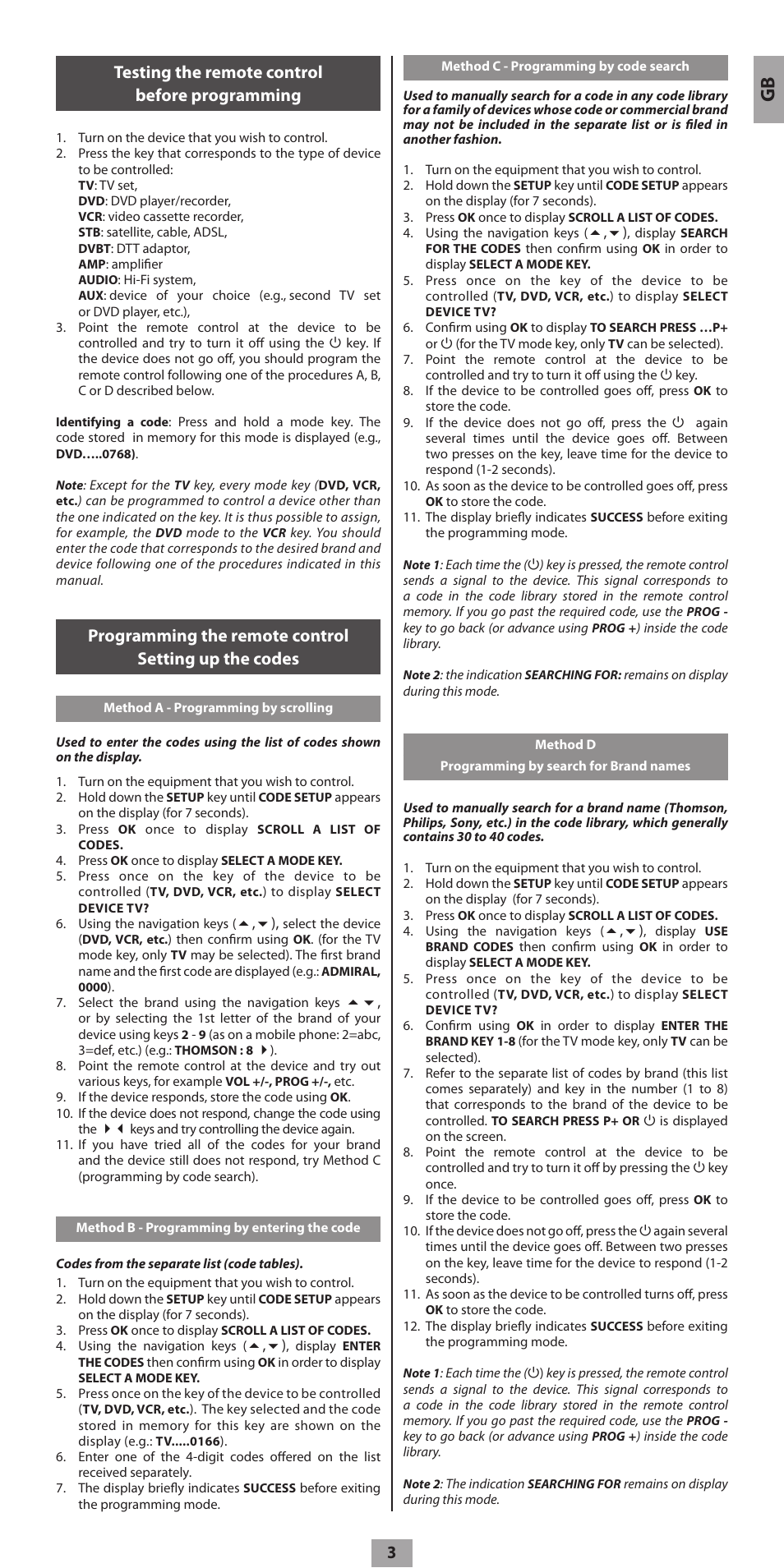 Testing the remote control before programming | Hama ROC8507 User Manual | Page 6 / 48