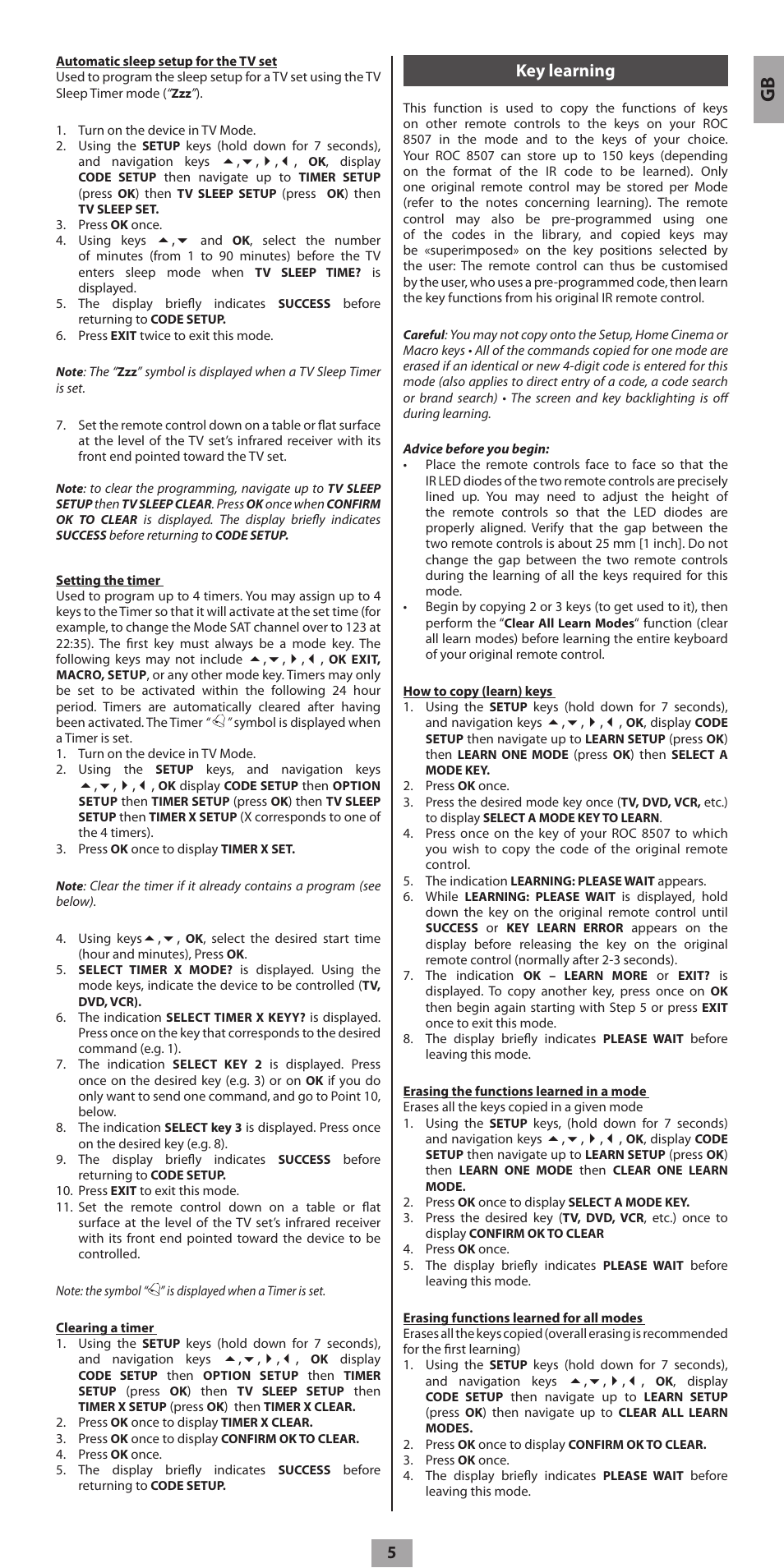 Key learning | Hama ROC8507 User Manual | Page 8 / 48