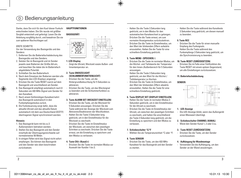 Dbedienungsanleitung | Hama EWS-870 User Manual | Page 2 / 38