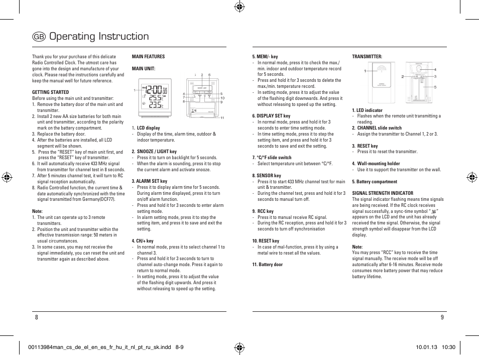 Goperating instruction | Hama EWS-870 User Manual | Page 5 / 38