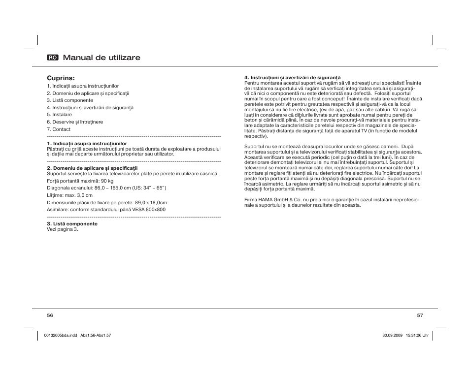 Manual de utilizare | Hama WAB065 User Manual | Page 29 / 30