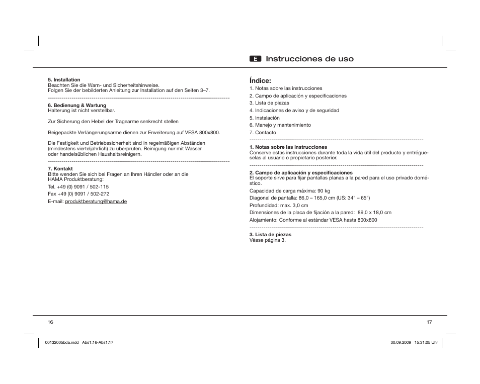 Instrucciones de uso | Hama WAB065 User Manual | Page 9 / 30
