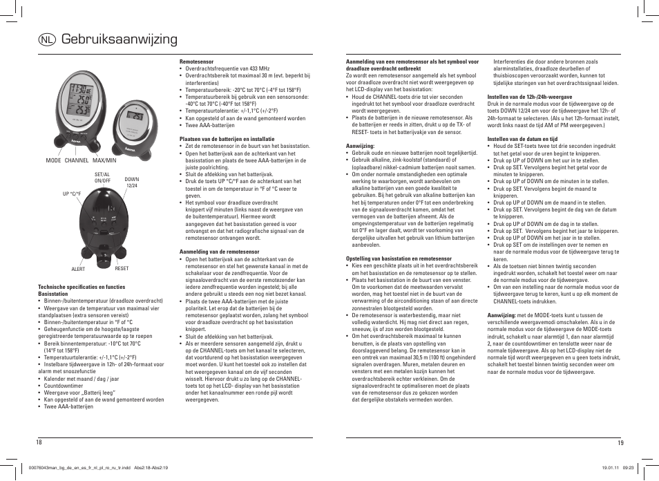 O gebruiksaanwijzing | Hama EWS-100 User Manual | Page 10 / 19