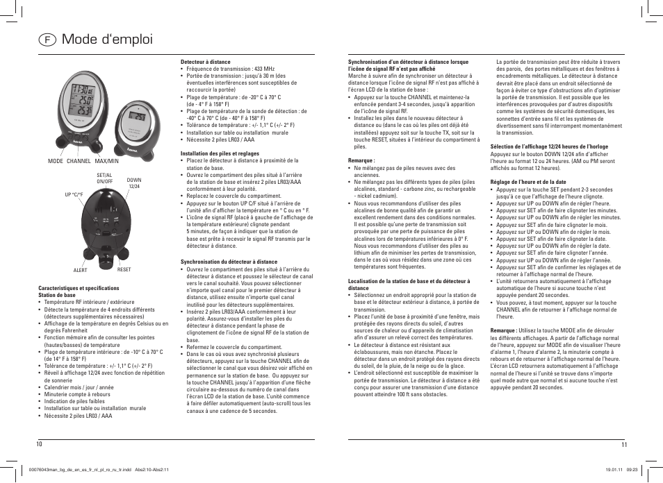F mode d‘emploi | Hama EWS-100 User Manual | Page 6 / 19