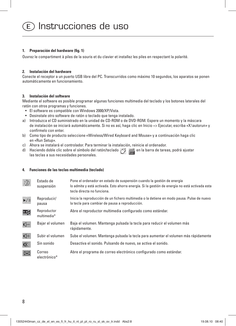 Instrucciones de uso e | Hama RF 3000 User Manual | Page 11 / 38