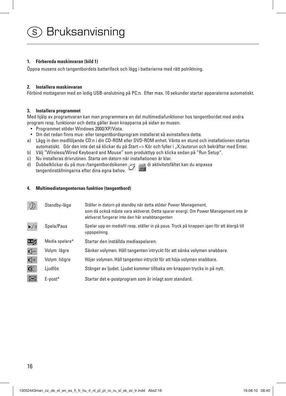 S bruksanvisning | Hama RF 3000 User Manual | Page 19 / 38