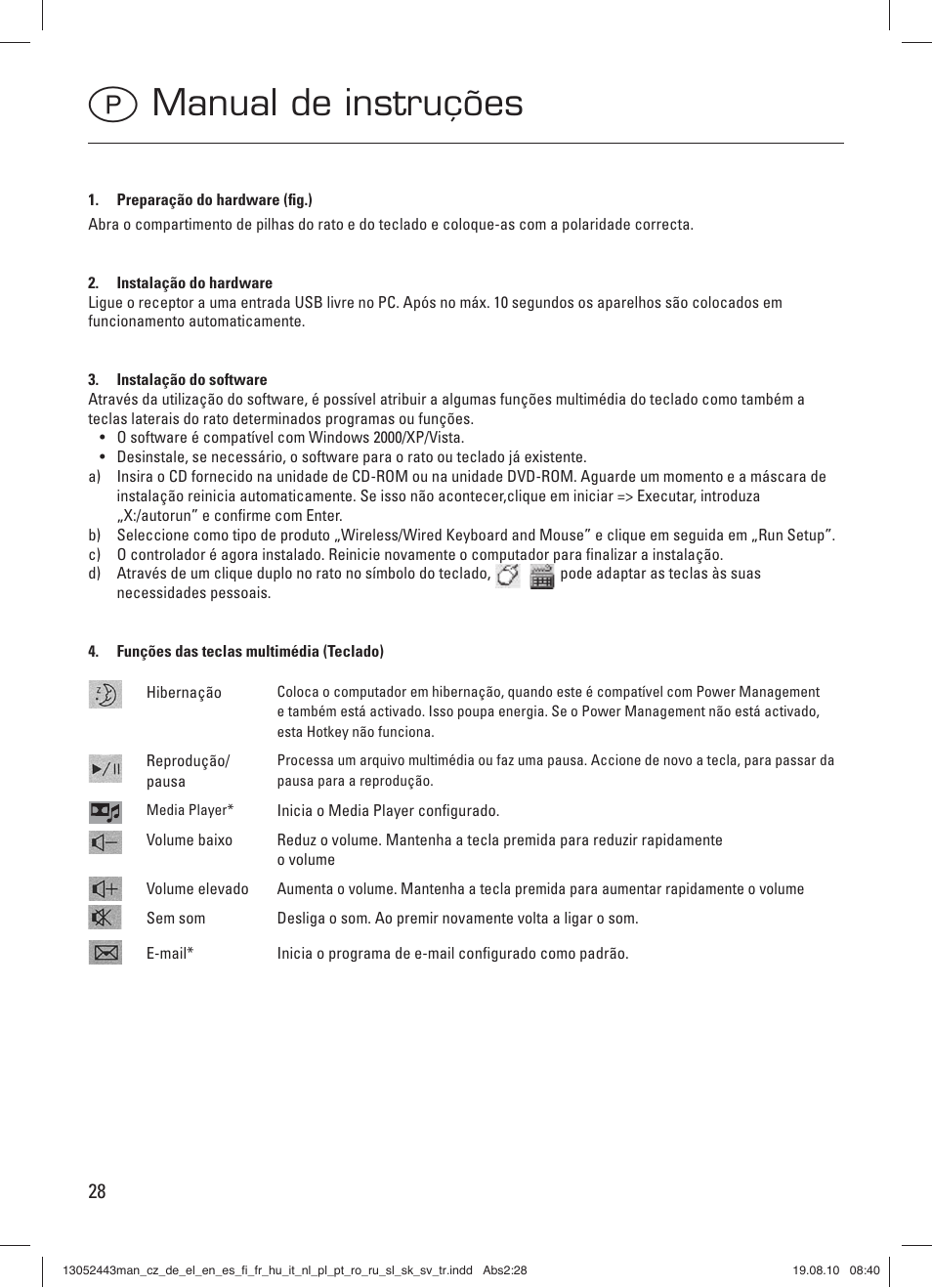 P manual de instruções | Hama RF 3000 User Manual | Page 31 / 38