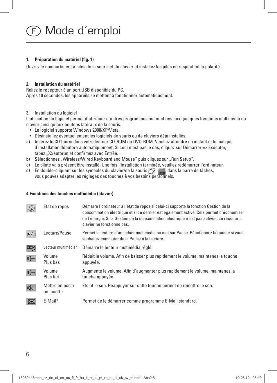 Mode d´emploi f | Hama RF 3000 User Manual | Page 9 / 38