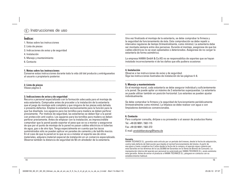 Einstrucciones de uso | Hama Cordoba User Manual | Page 8 / 21