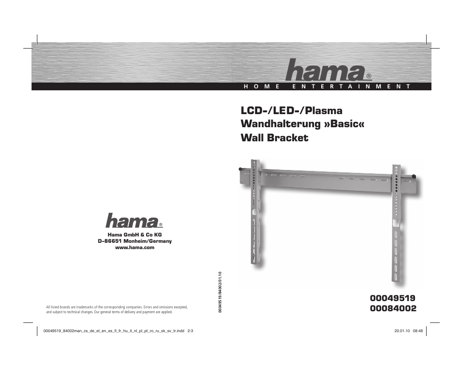 Hama Basic Wall bracket User Manual | 29 pages