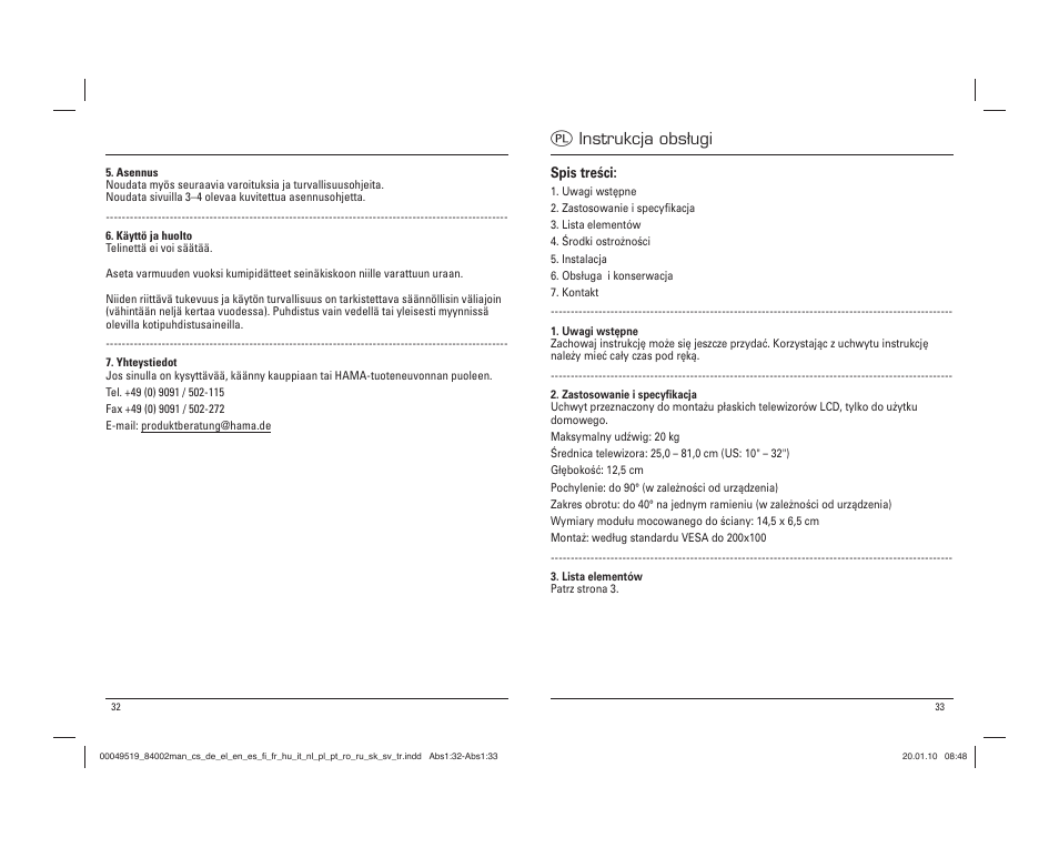 Q instrukcja obsługi | Hama Basic Wall bracket User Manual | Page 17 / 29