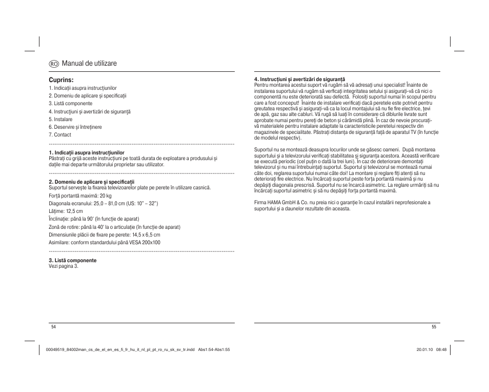 R manual de utilizare | Hama Basic Wall bracket User Manual | Page 28 / 29