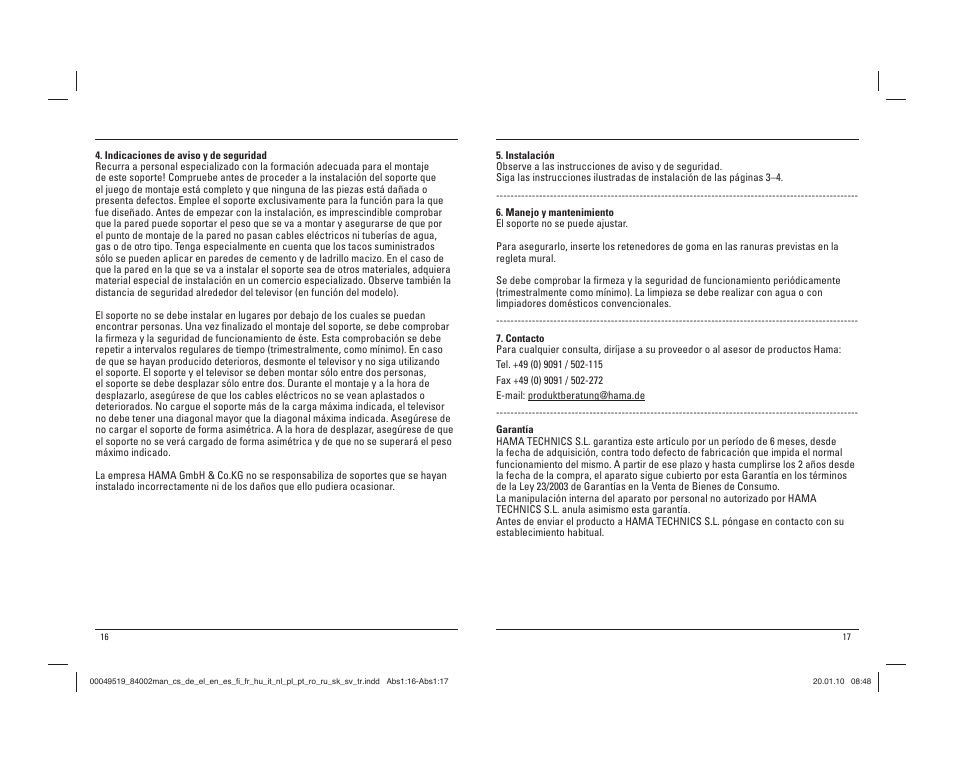 Hama Basic Wall bracket User Manual | Page 9 / 29