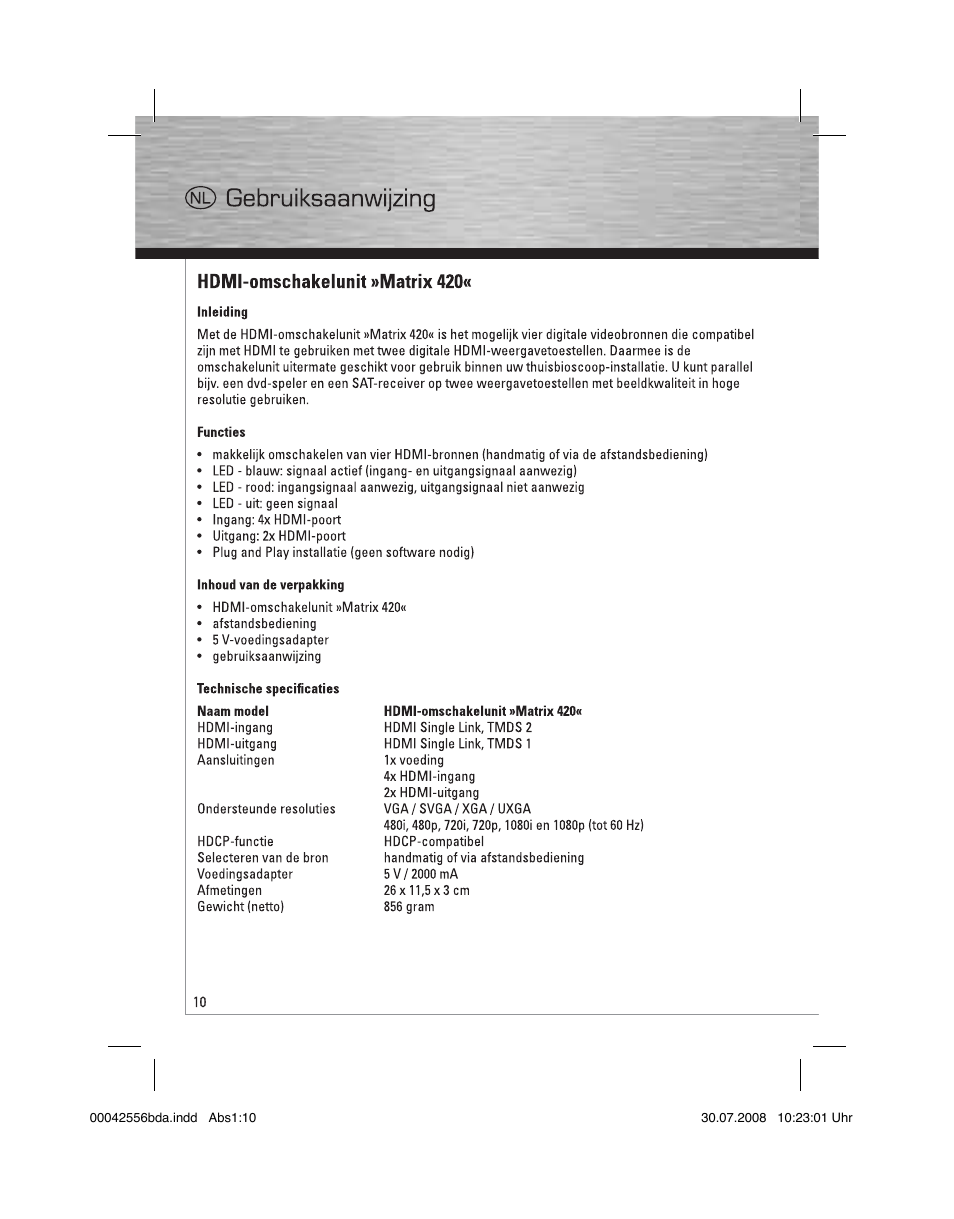 Hama HDMI Matrix Switcher 4x2 User Manual | Page 11 / 36